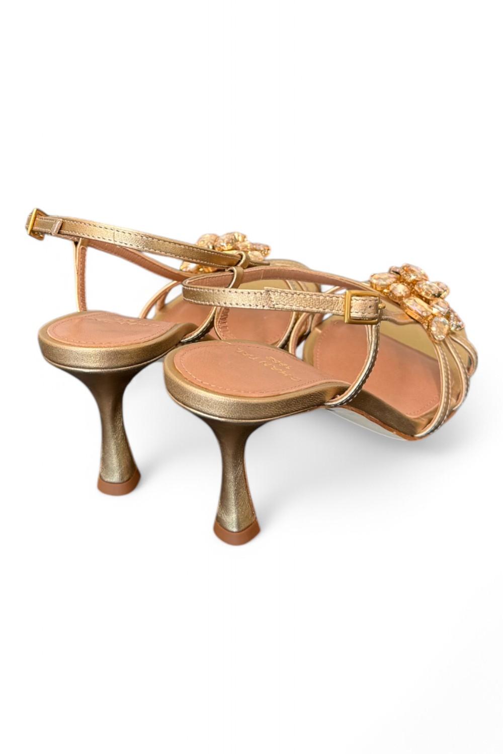 Sandalo gioiello oro tacco 70 Chantal<BR/> <BR/> 