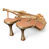 Sandalo gioiello oro tacco 70 Chantal<BR/> <BR/> 