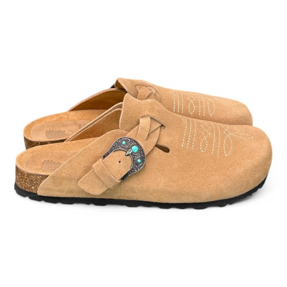 Sabot Tex ricami Taji by Lagoa suede nocciola 