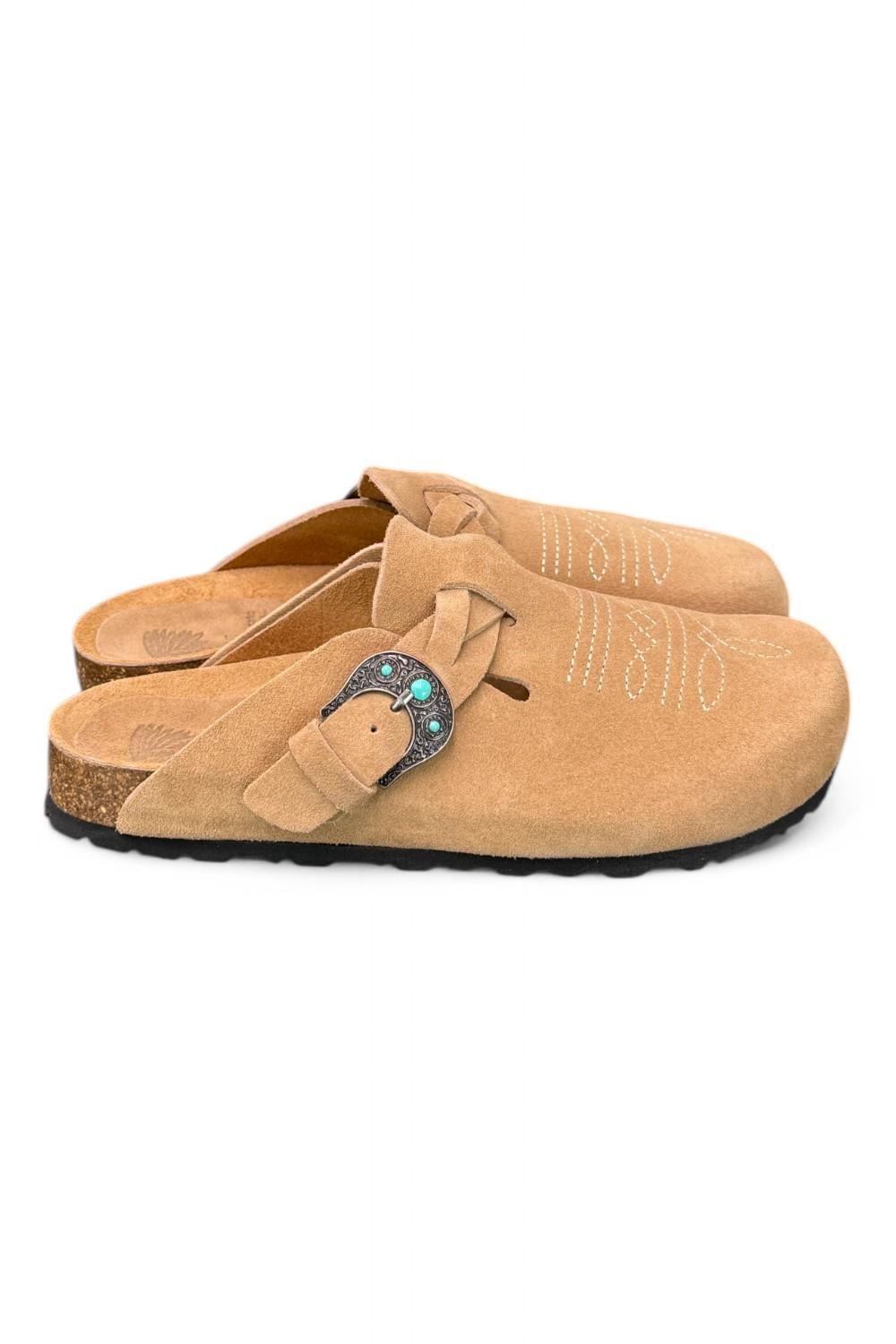 Sabot Tex ricami Taji by Lagoa suede nocciola 