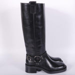 Stivale biker lungo pelle nera Angelica 