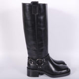 Stivale biker lungo pelle nera Angelica 