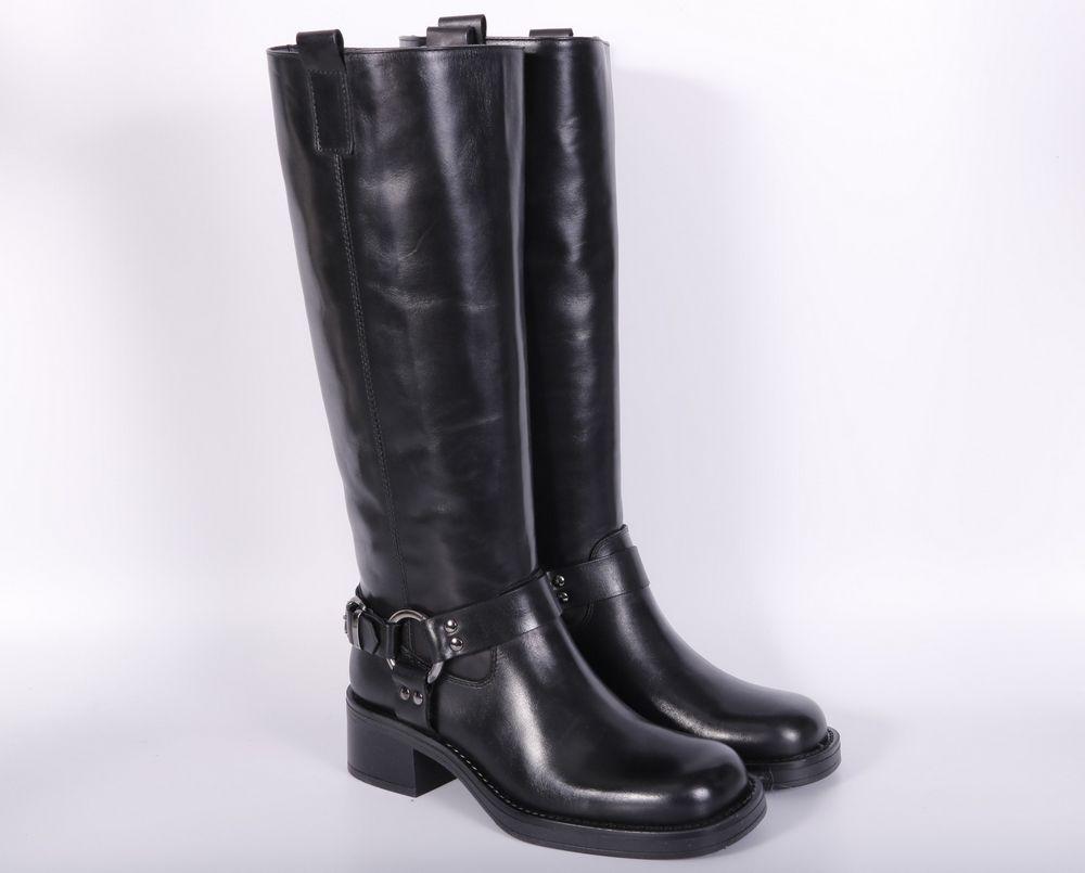 Stivale biker lungo pelle nera Angelica 