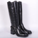 Stivale biker lungo pelle nera Angelica 