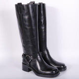 Stivale biker lungo pelle nera Angelica 
