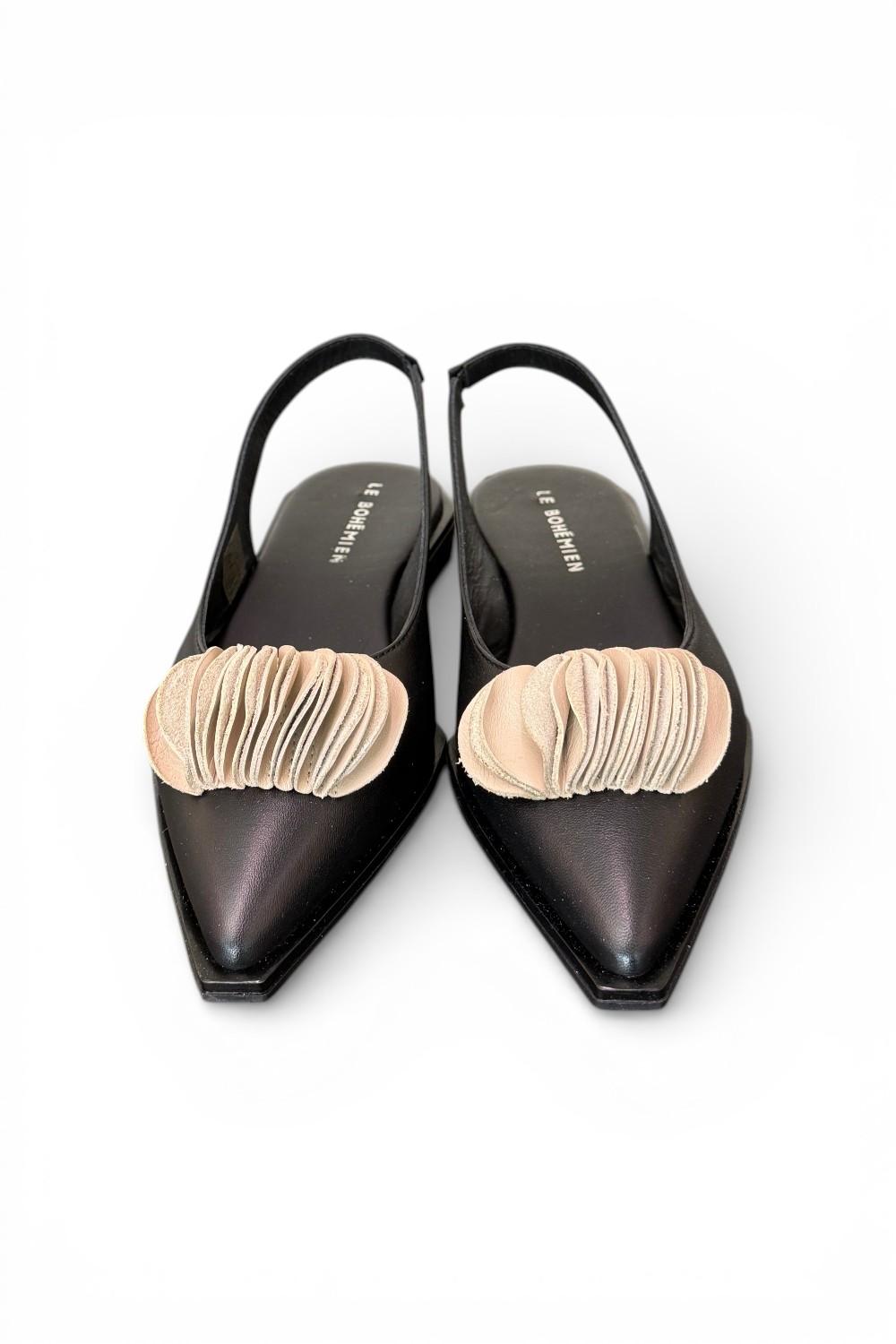 Slingback pelle nera bianca Le Bohemien 
