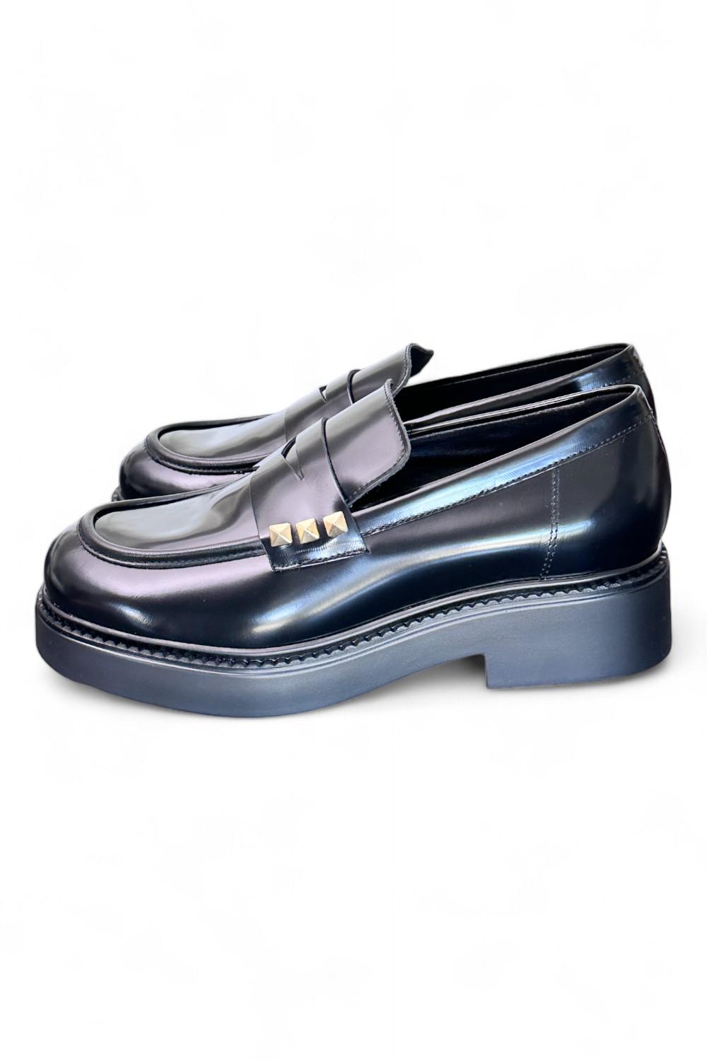 Mocassino donna Uma Parker borchiette nero 