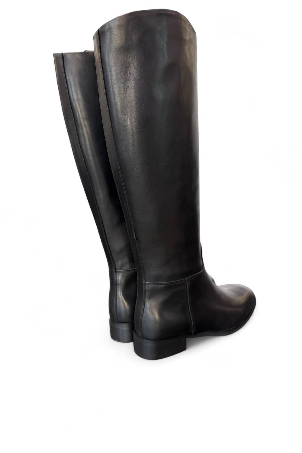 Stivale cavallerizzo tubo pelle nera Anima <BR/> 