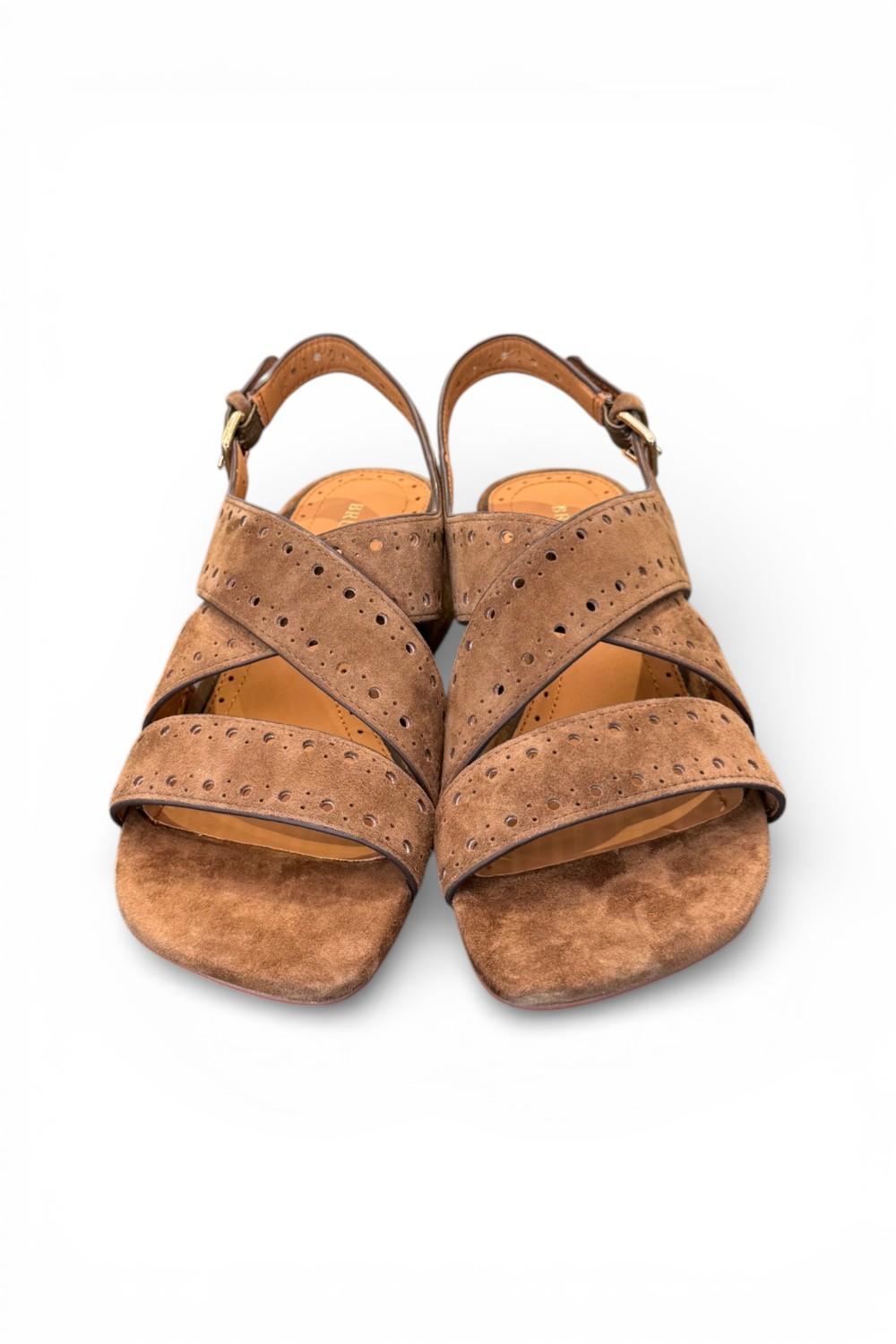 Sandalo incrocio suede tabacco Bruno Premi 