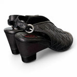 Sandalo pelle intrecciata tacco zeppa nero AS98<BR/> 