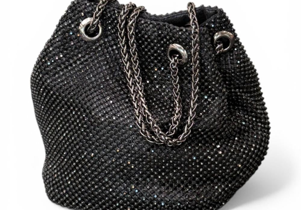 Pochette secchiello strass Scarlet nero 