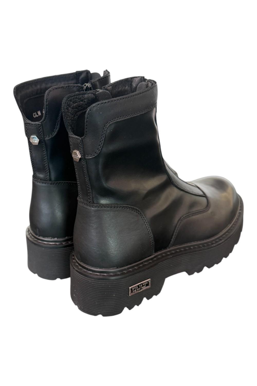 Stivaletto zip donna pelle nera Slash Cult 