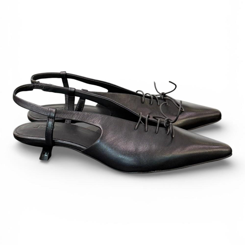 Slingback pelle nera con lacci  JVAM<BR/> 