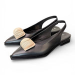 Slingback pelle nera bianca Le Bohemien 