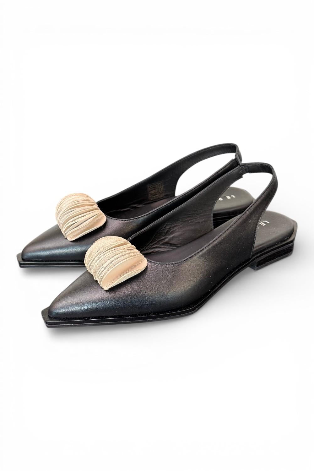 Slingback pelle nera bianca Le Bohemien 