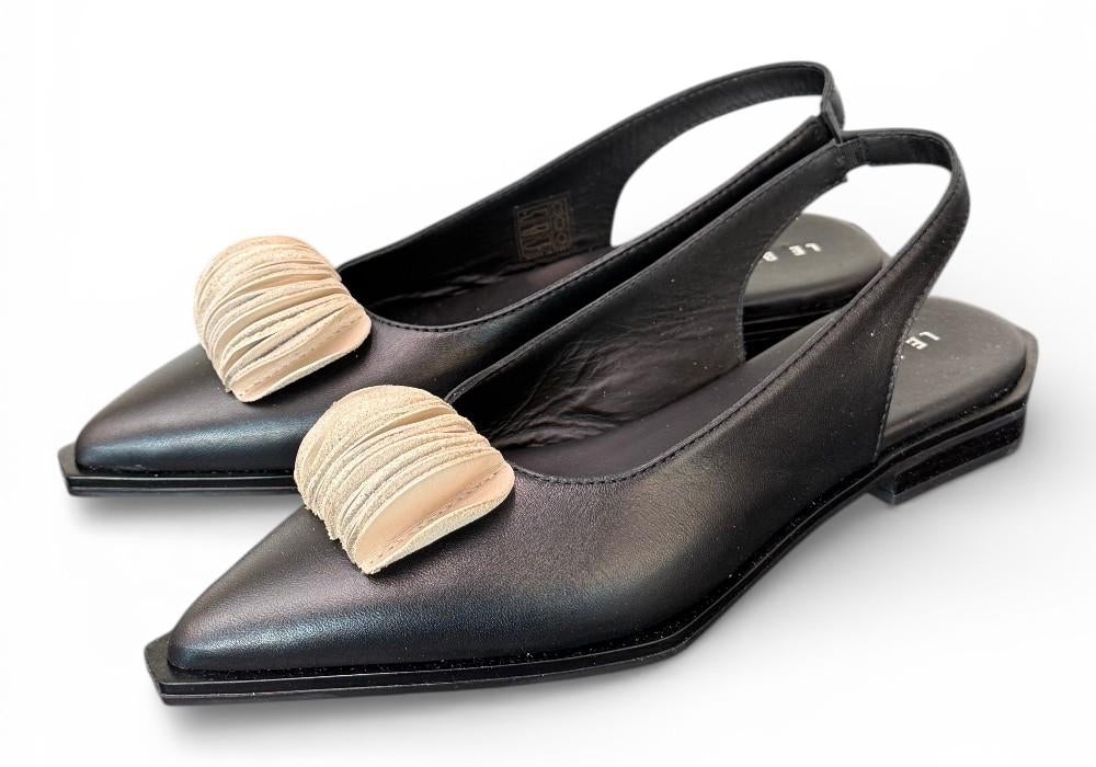 Slingback pelle nera bianca Le Bohemien 