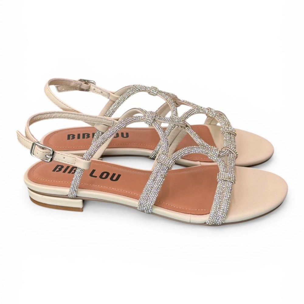Sandalo intrecci strass white Bibi Lou 