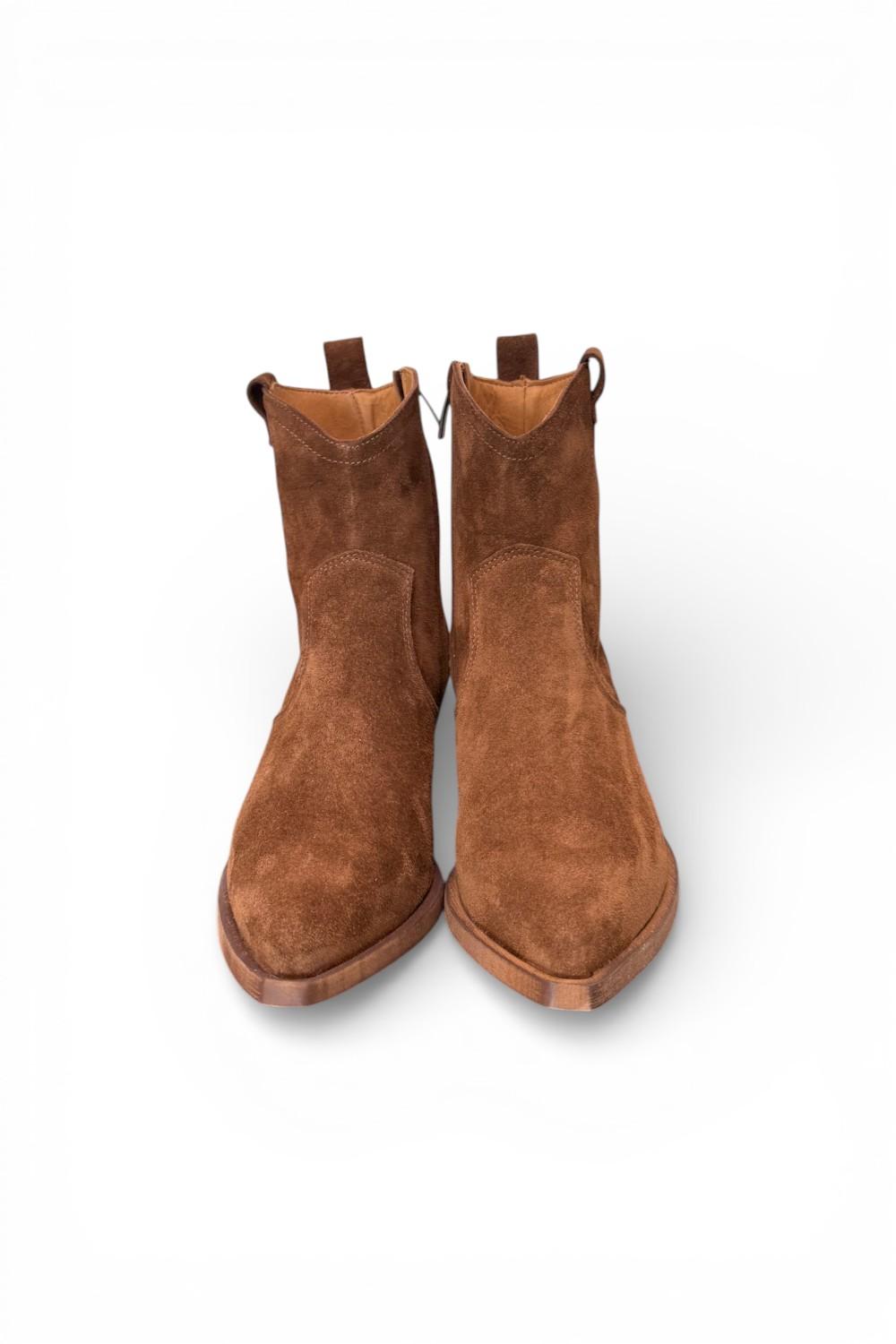 Stivaletto texano corto suede marrone Ranye<BR/> 