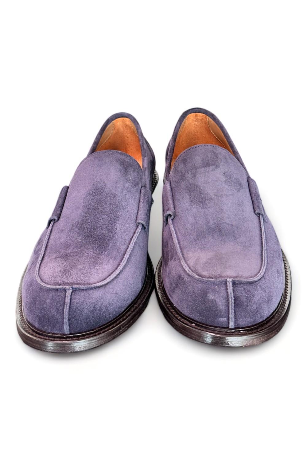 Mocassino liscio suede blu Franco Fedele 