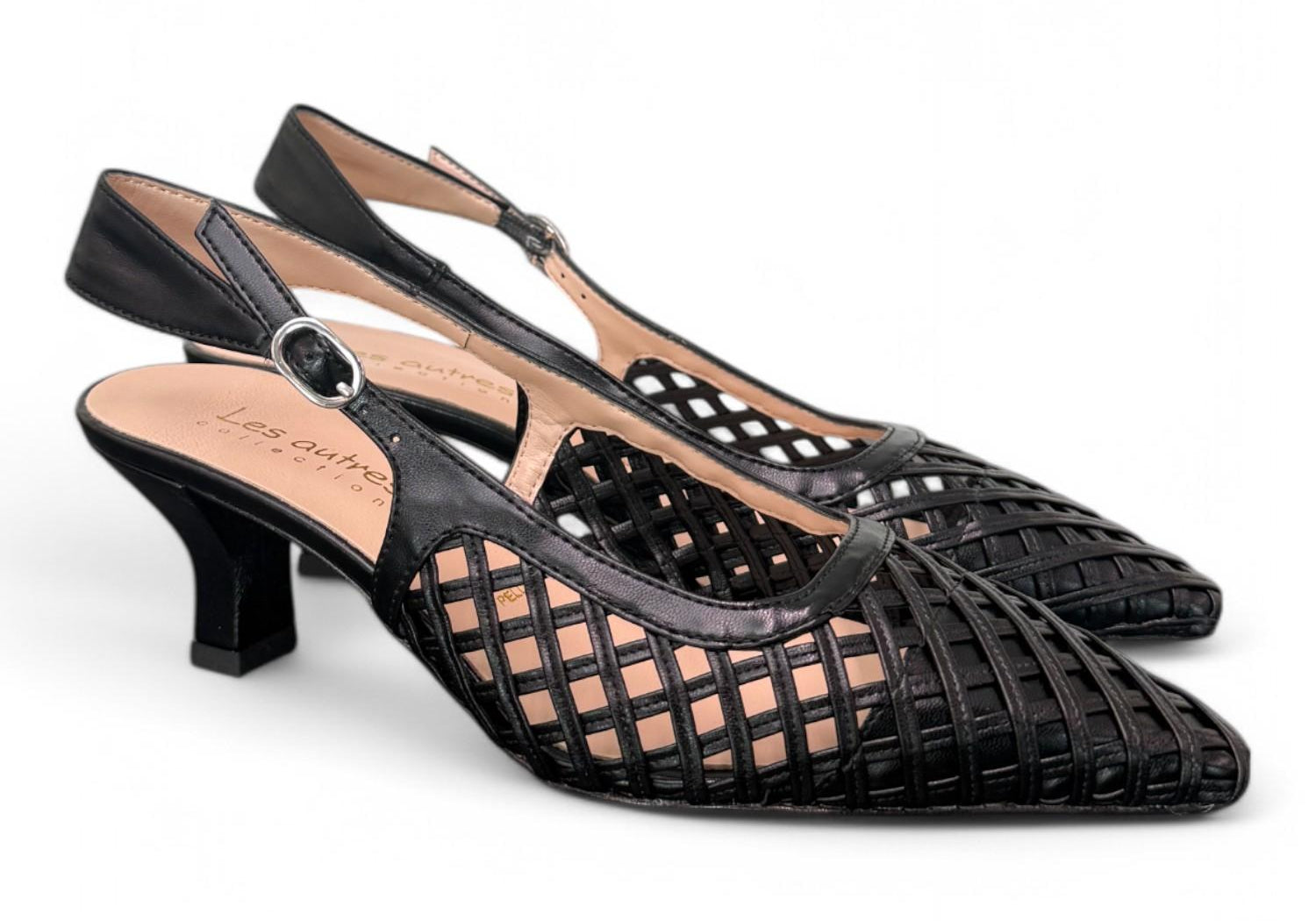 Slingback intreccio nero tacco 50 Les Autres<BR/> 