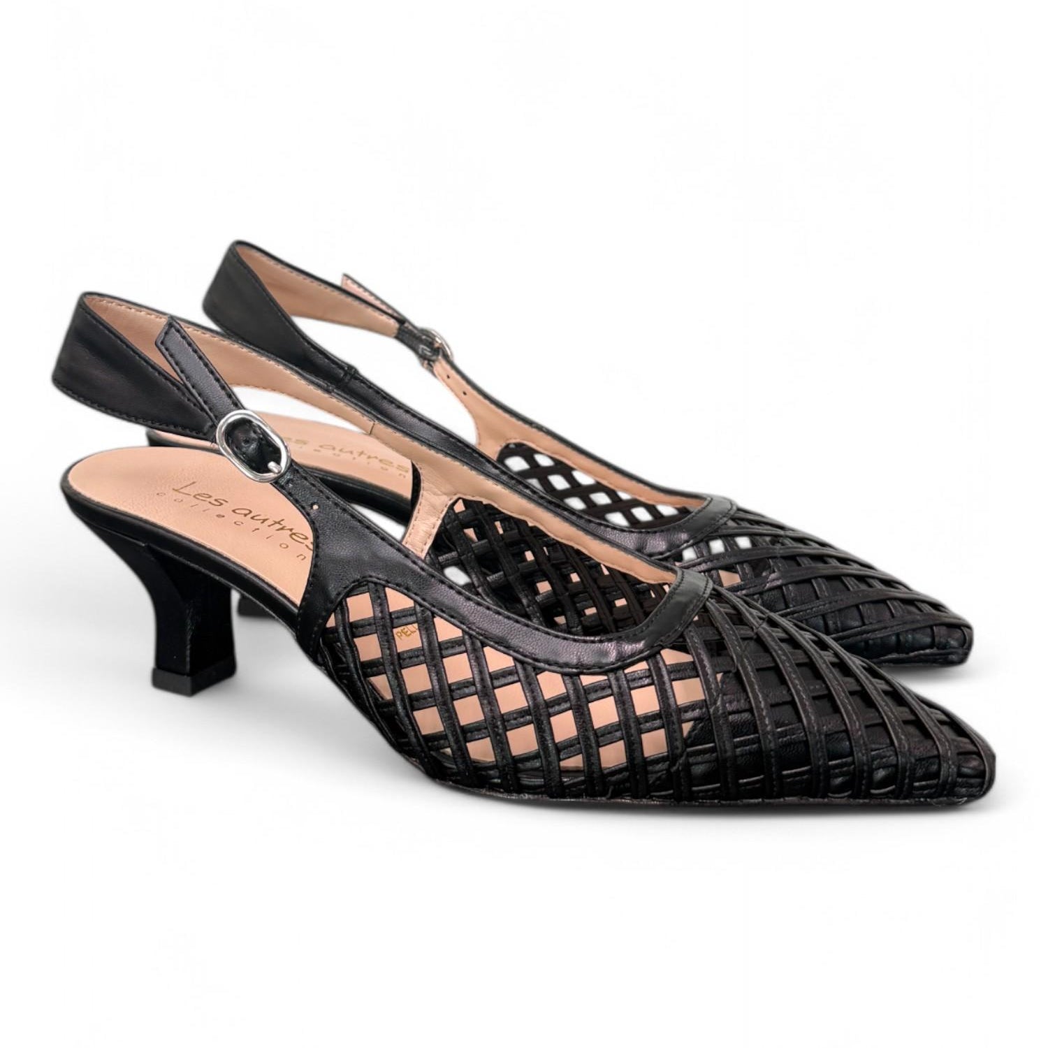 Slingback intreccio nero tacco 50 Les Autres<BR/> 