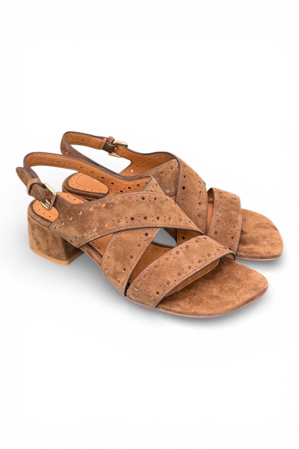 Sandalo incrocio suede tabacco Bruno Premi 