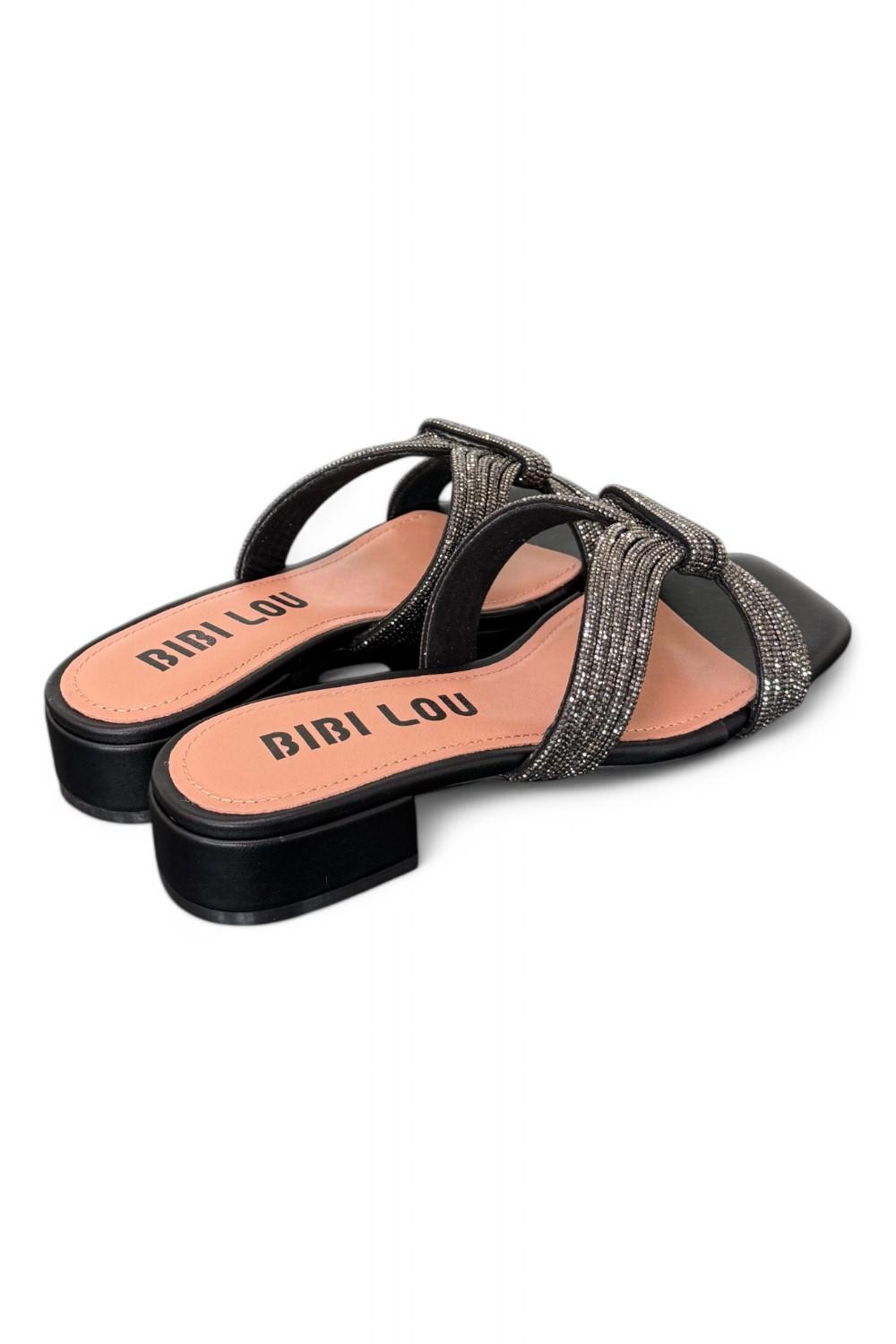 Ciabatta fascia strass nera Bibi Lou<BR/> 