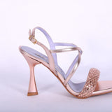Sandalo incrocio strass rame  Albano 