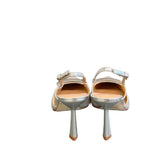 Slingback tessuto e pelle argento accessorio Chantal 