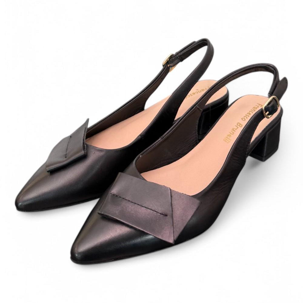 Slingback pelle nera Francesco B 