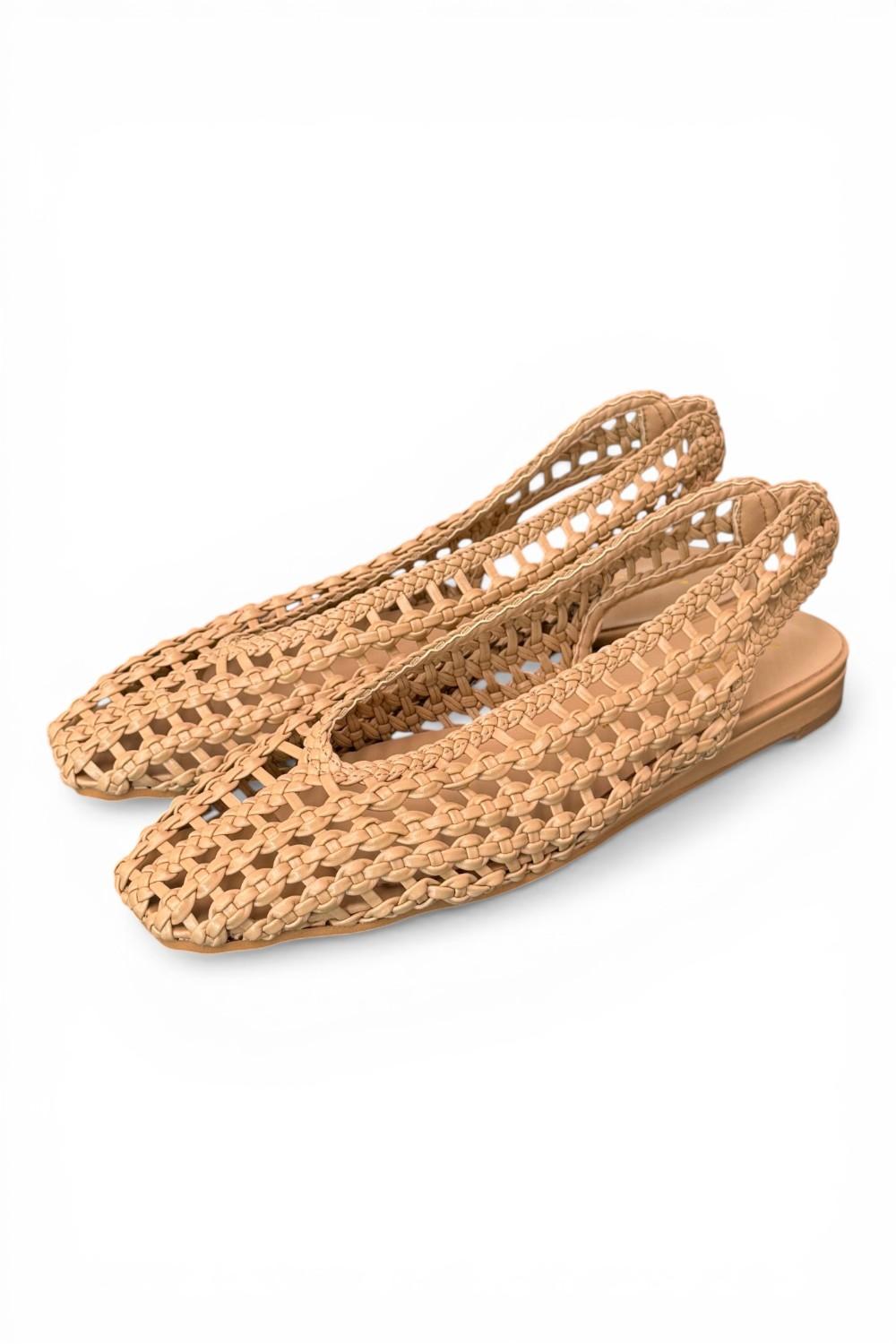 Slingback intrecciata camel Bianca Di 