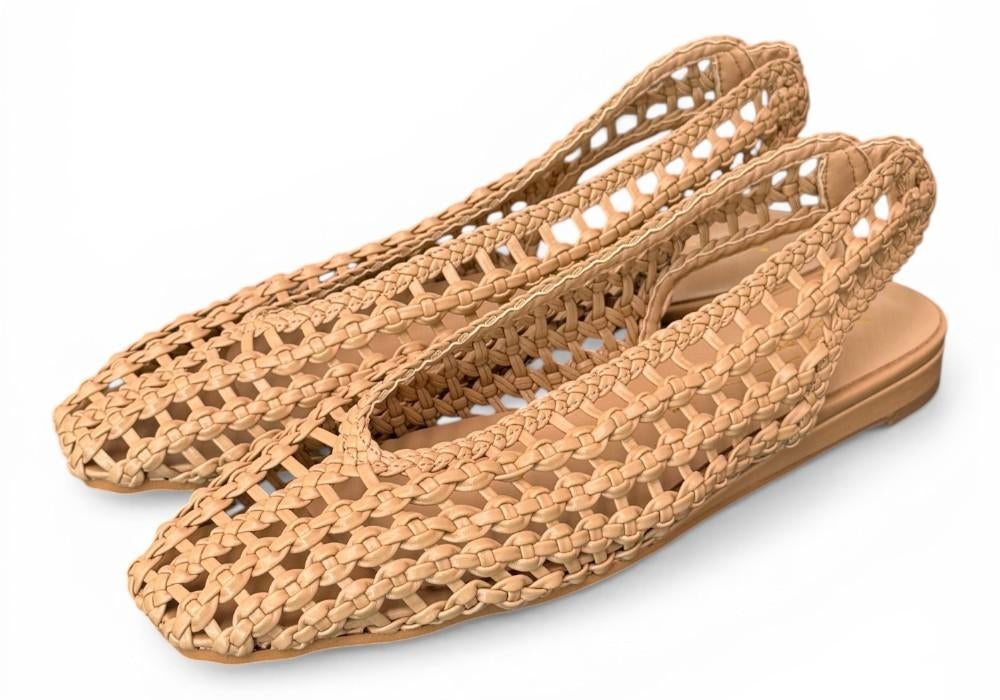 Slingback intrecciata camel Bianca Di 
