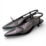 Slingback pelle nera con lacci  JVAM<BR/> 