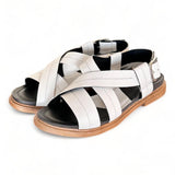 Sandalo fasce pelle latte Fabbrica Dei Colli<BR/> 