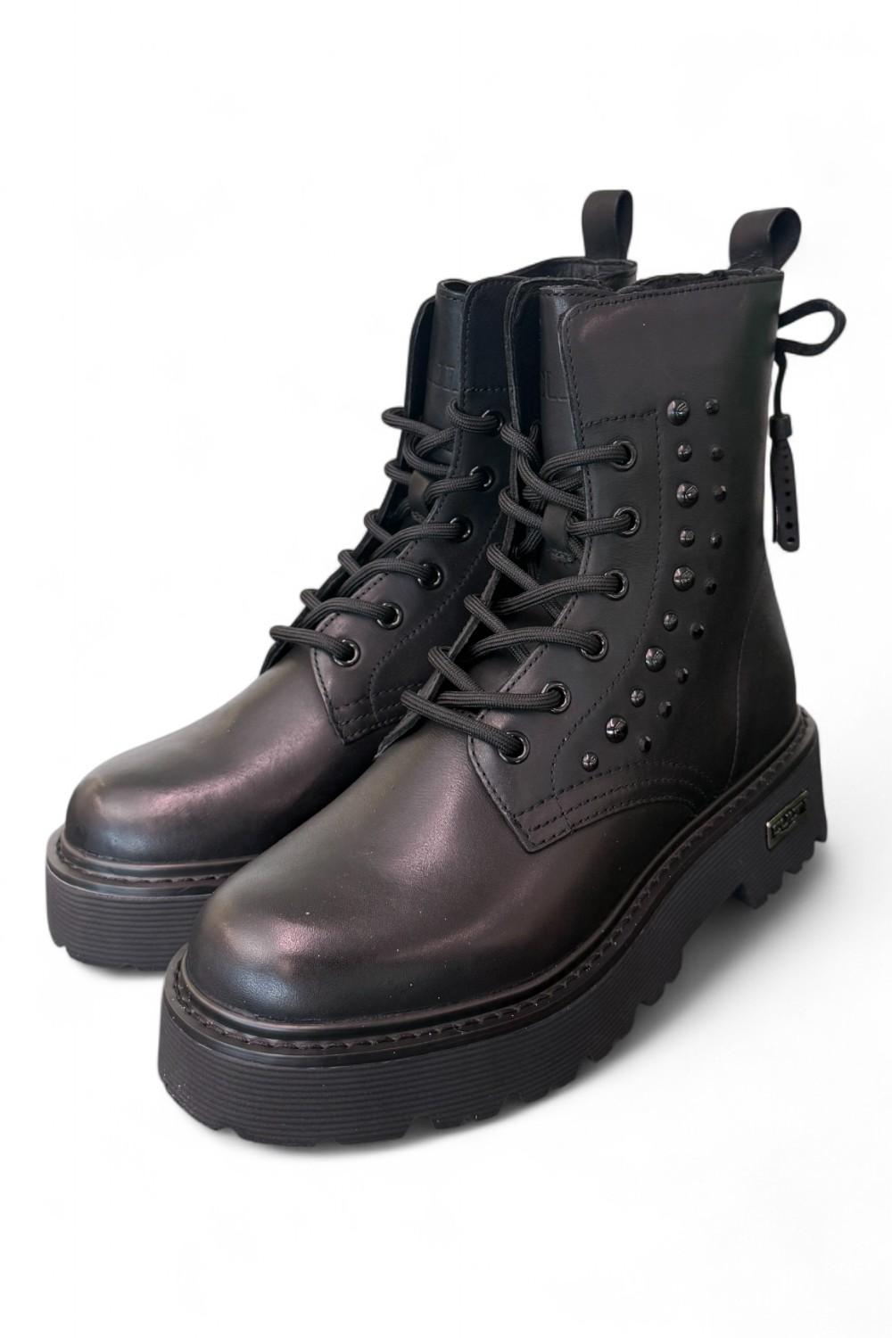 Anfibio donna pelle nera fiocco Slash Cult 