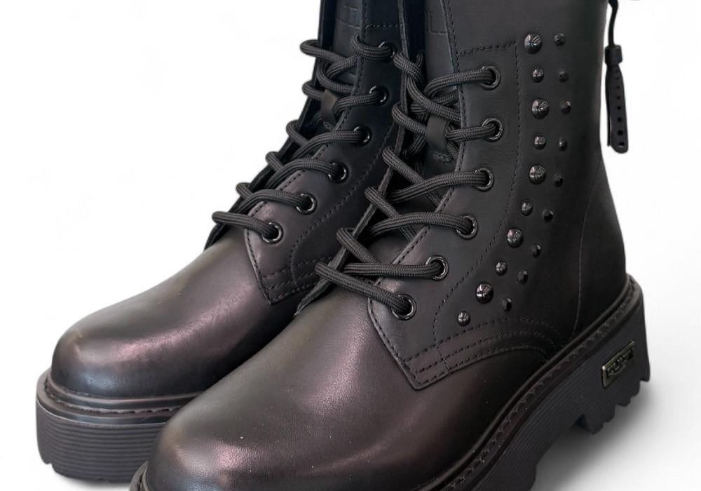 Anfibio donna pelle nera fiocco Slash Cult 