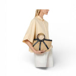 Borsa Shell Coccinelle rafia beige nera manici 