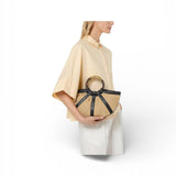 Borsa Shell Coccinelle rafia beige nera manici 