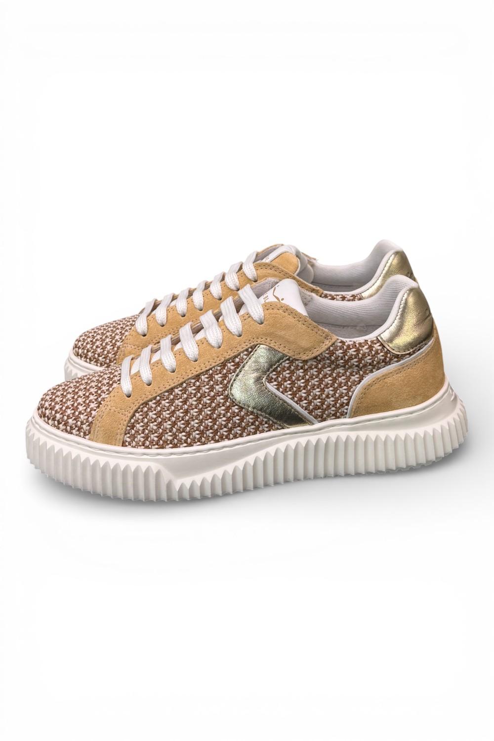 Sneaker donna Voile Blanche Lipari 1E53 tessuto beige platino 