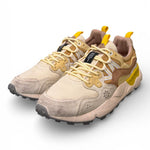 Sneaker uomo Yamano 3 1E44 beige white brown canvas Flower Mountain 