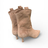 Stivaletto texano elegante suede beige 