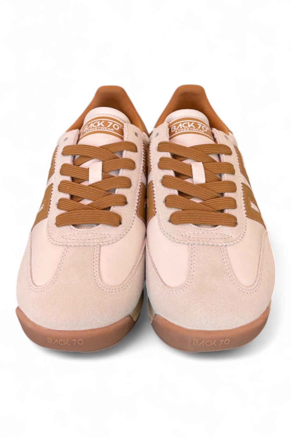 Sneaker donna Back70 Jogger nappa latte cuoio 