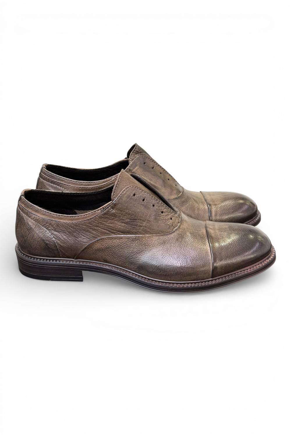 Scarpa no-laces pelle testa di moro Pawelks <BR/> 