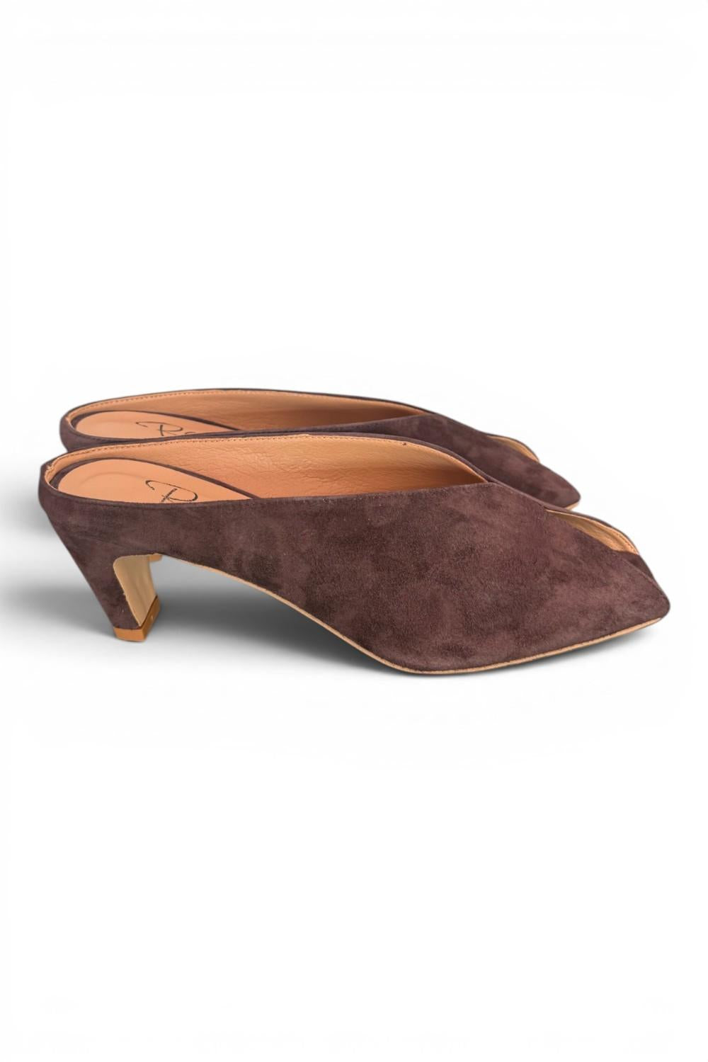Ciabatta suede testa di moro tacco 60 Ranye 