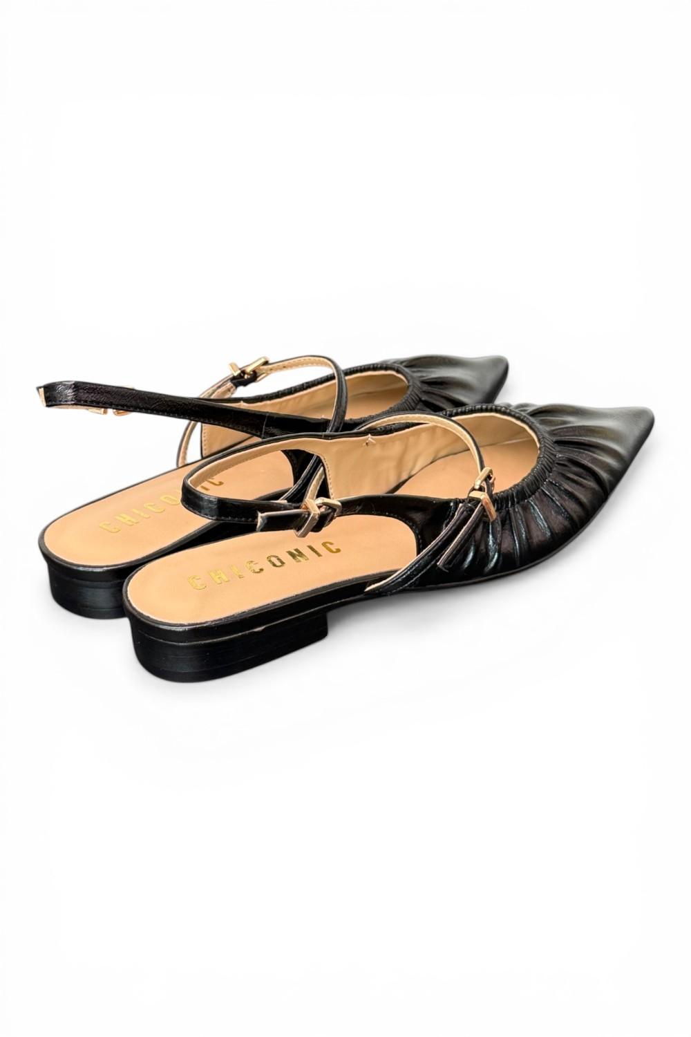Slingback flat arricciata  nera Chiconic 