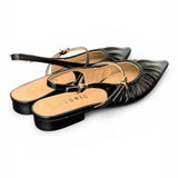 Slingback flat arricciata  nera Chiconic 