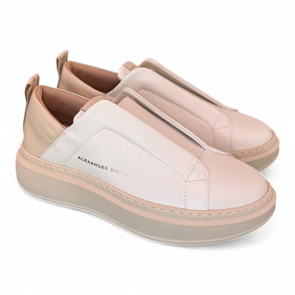Sneaker donna Wembley slip on white nude Alexander Smith<BR/> 