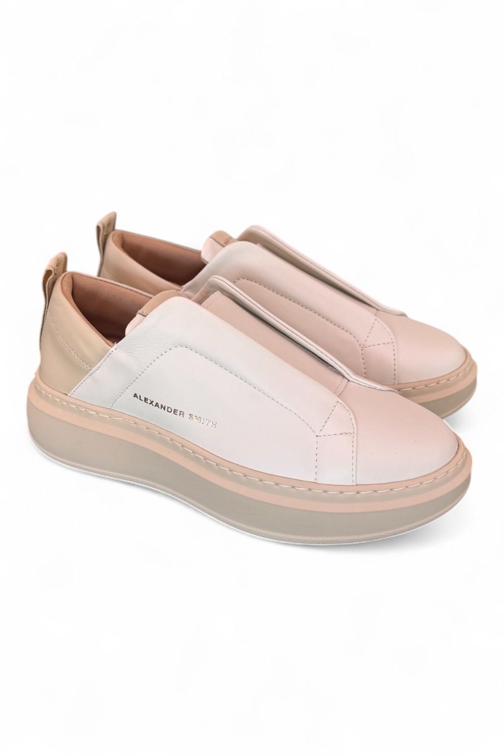 Sneaker donna Wembley slip on white nude Alexander Smith<BR/> 