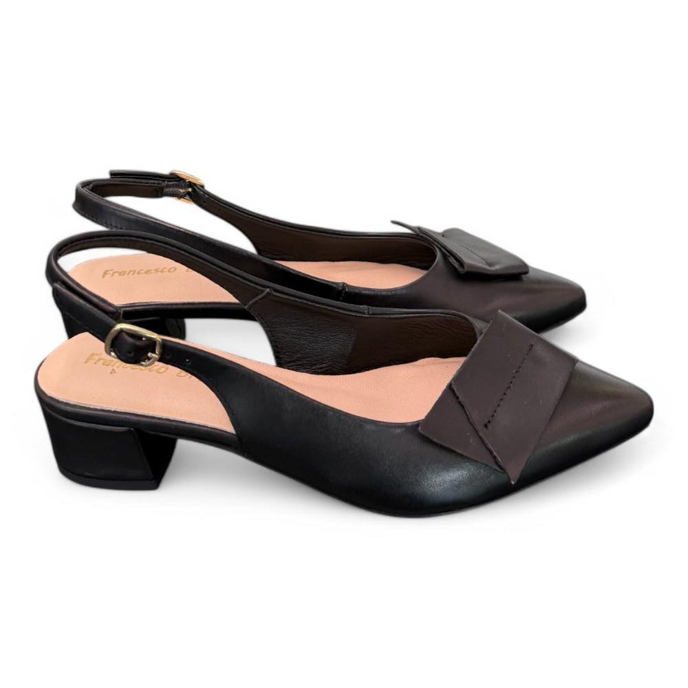Slingback pelle nera Francesco B 