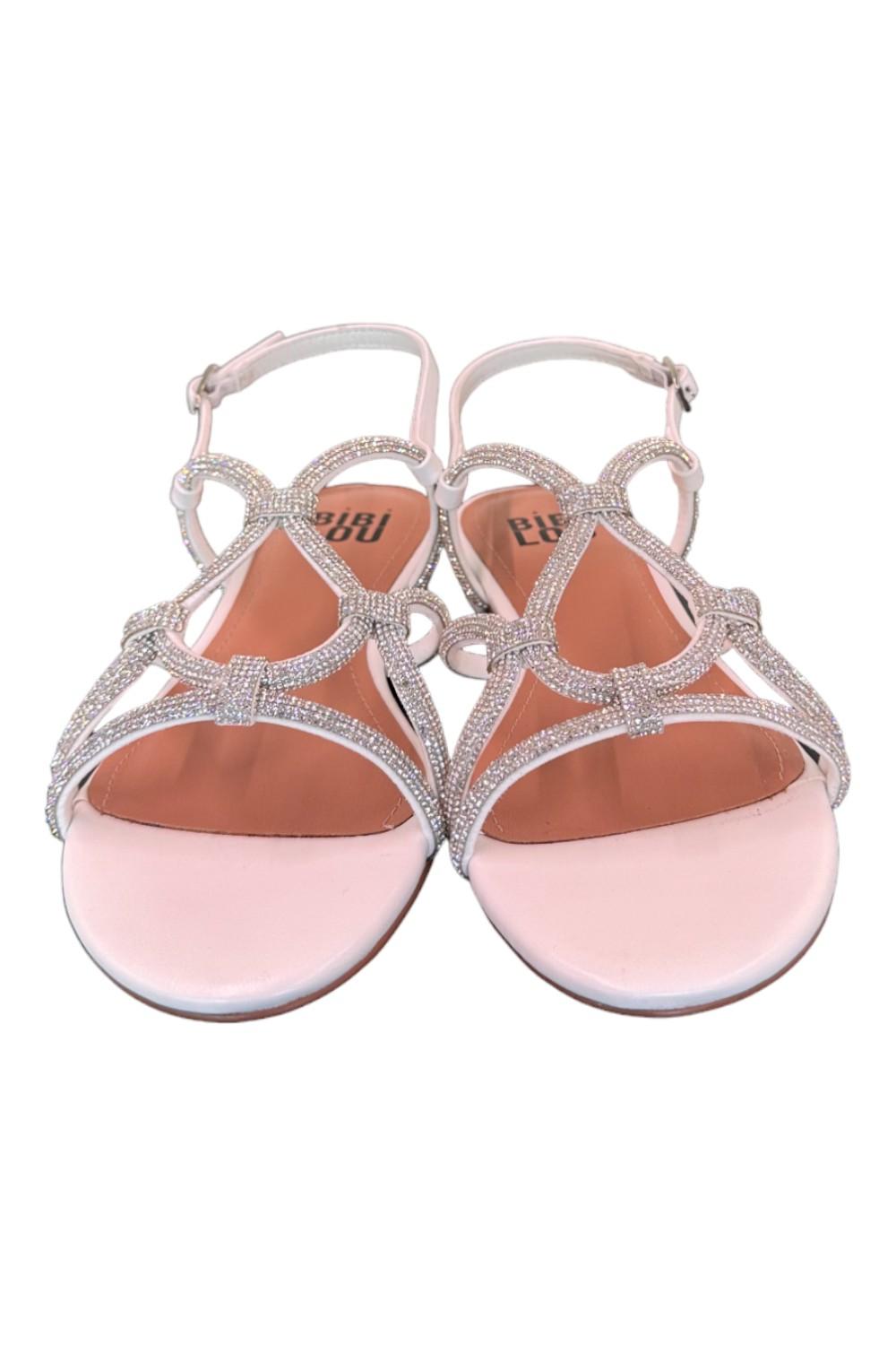 Sandalo incroci strass bianco argento Bibi Lou<BR/> 